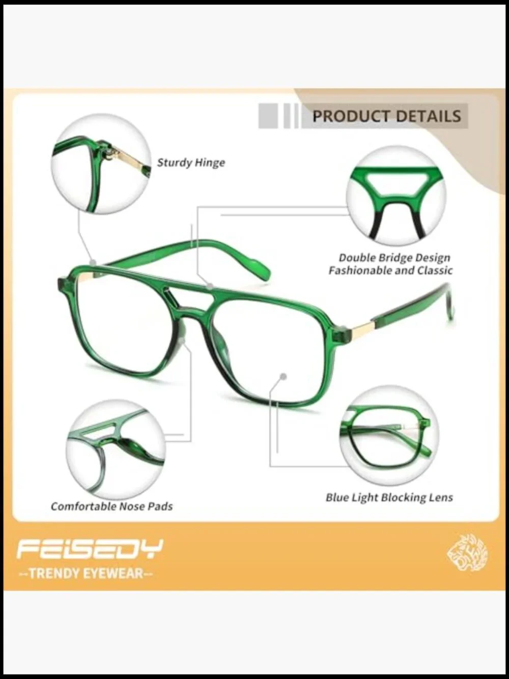 Vintage Square Blue Light Blocking Glasses Anti Glare Computer